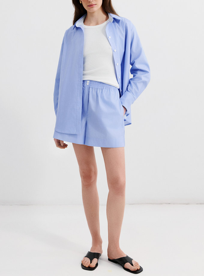 Костюм з сорочки та шортами з бавовни блакитний L.A.B BY TERNOVSKAYA (LAB_SS2519)