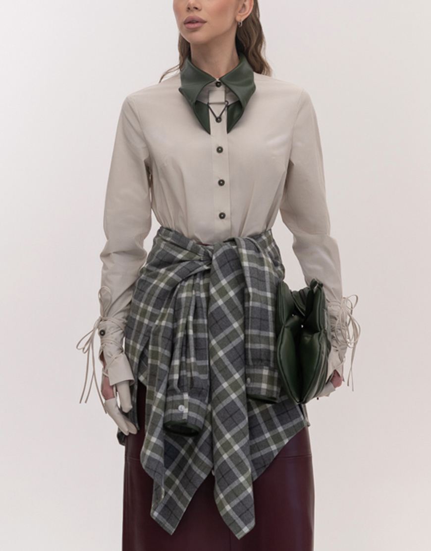 Seven_Eleven_PKHP_052 Сорочка з перекрученим коміром бежевого кольору 7/11 SEVEN ELEVEN (SE_SE26Shrt_cll_Bg) - фото 2