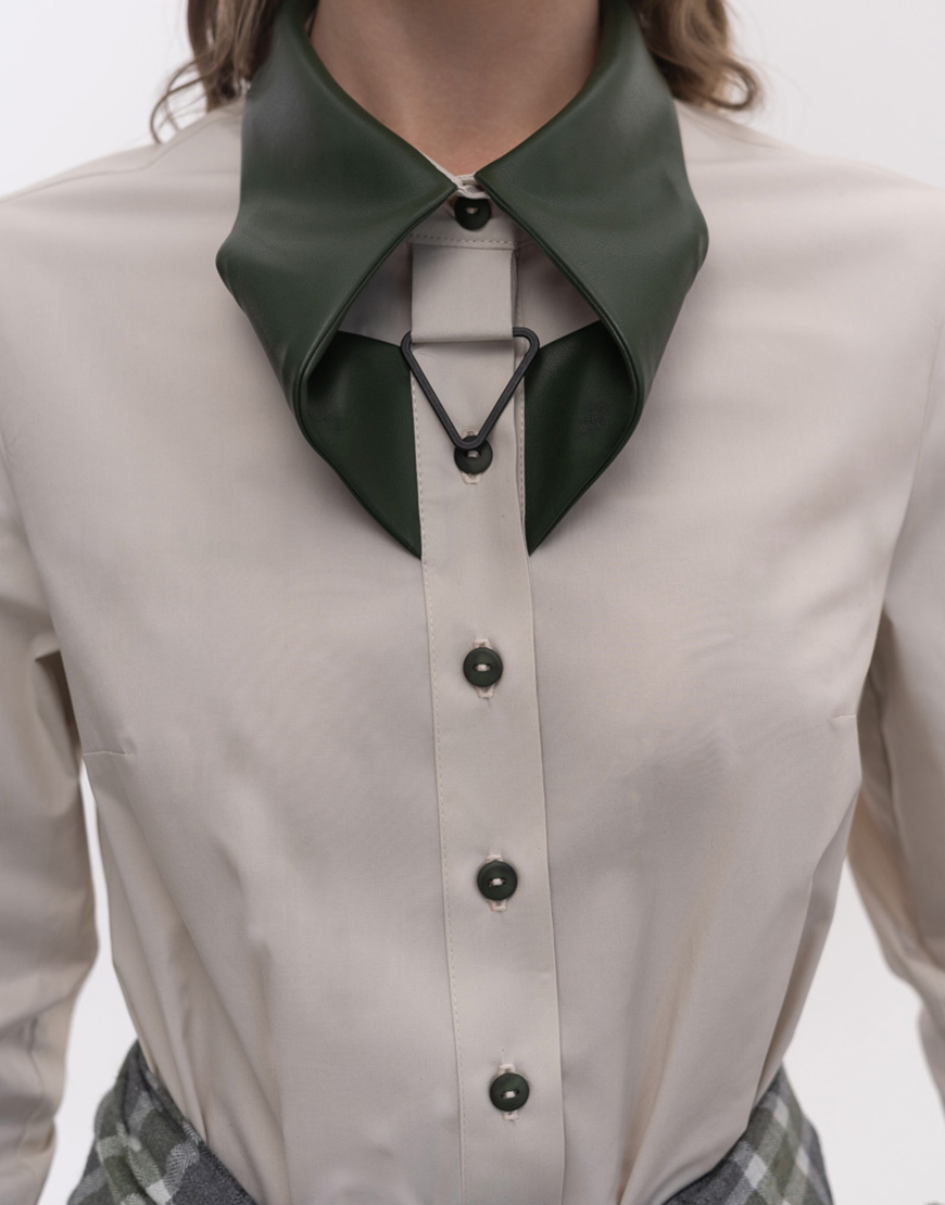 Seven_Eleven_PKHP_063 Сорочка з перекрученим коміром бежевого кольору 7/11 SEVEN ELEVEN (SE_SE26Shrt_cll_Bg) - фото 5