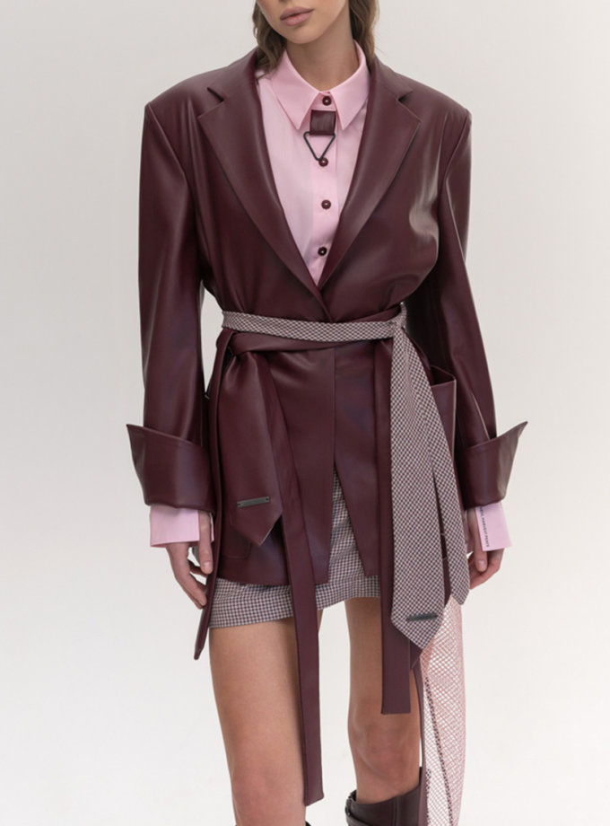 Піджак рівний кольору бургунді 7/11 SEVEN ELEVEN (SE_SE26JcLthr_Brg)