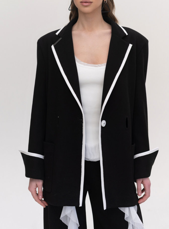 Піджак чорного кольору з білою окантовкою 7/11 SEVEN ELEVEN (SE_SE26Jc_B)