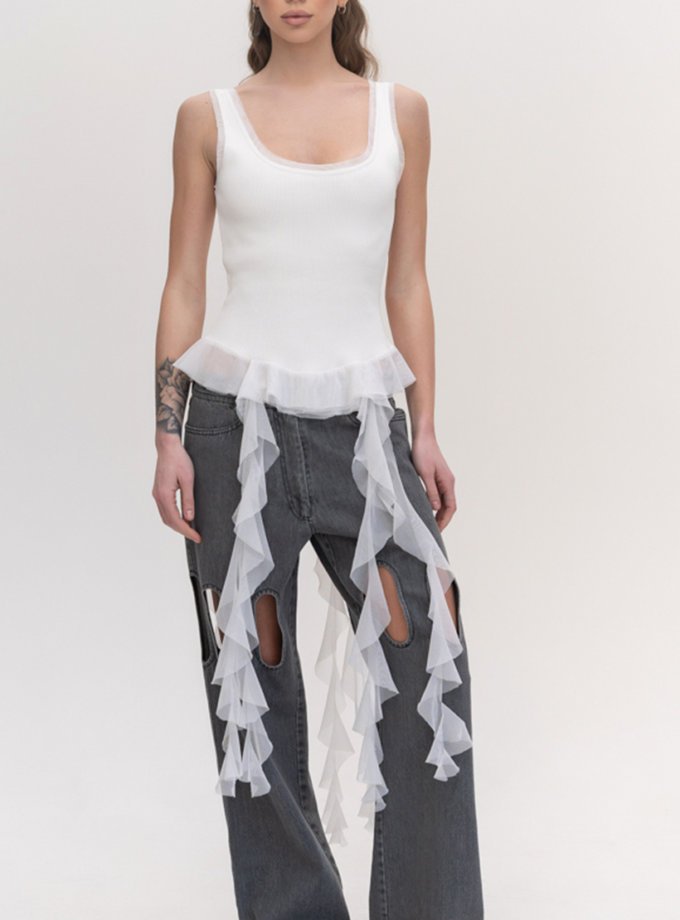 Майка з воланами білого кольору 7/11 SEVEN ELEVEN (SE_SE26TpRfl_W)