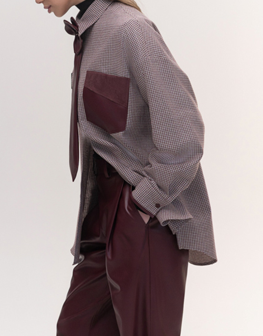 Seven_Eleven_PKHP_354 Сорочка в клітинку оверсайз бургунді 7/11 SEVEN ELEVEN (SE_SE26ShrtPl_G_Brd) - фото 4