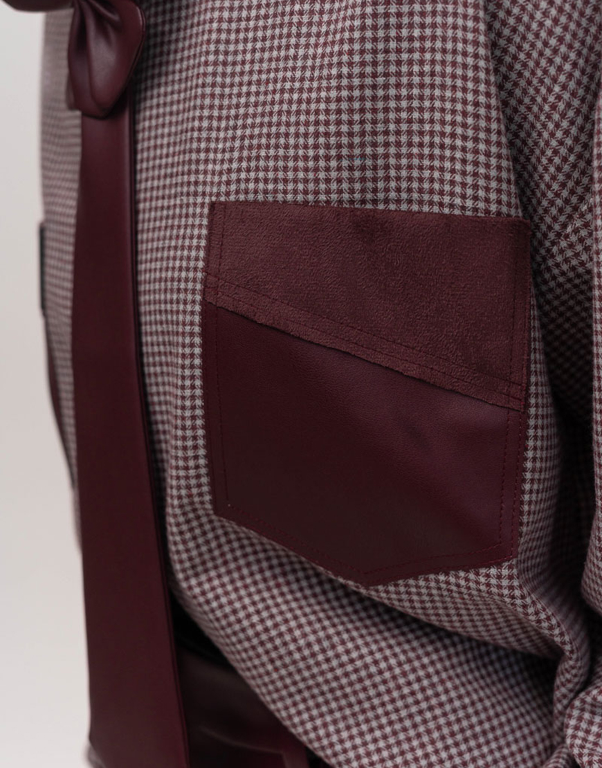 Seven_Eleven_PKHP_359 Сорочка в клітинку оверсайз бургунді 7/11 SEVEN ELEVEN (SE_SE26ShrtPl_G_Brd) - фото 5