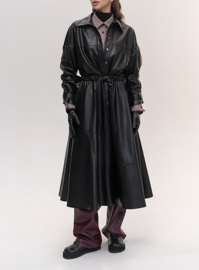 Тренч шкіряний міді чорного кольору 7/11 SEVEN ELEVEN (SE_SE26TrnLtr_B)