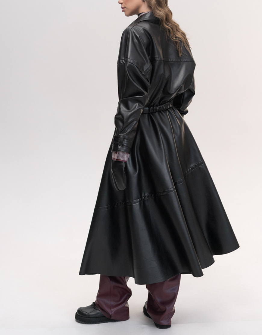 Seven_Eleven_PKHP_386 Тренч шкіряний міді чорного кольору 7/11 SEVEN ELEVEN (SE_SE26TrnLtr_B) - фото 4