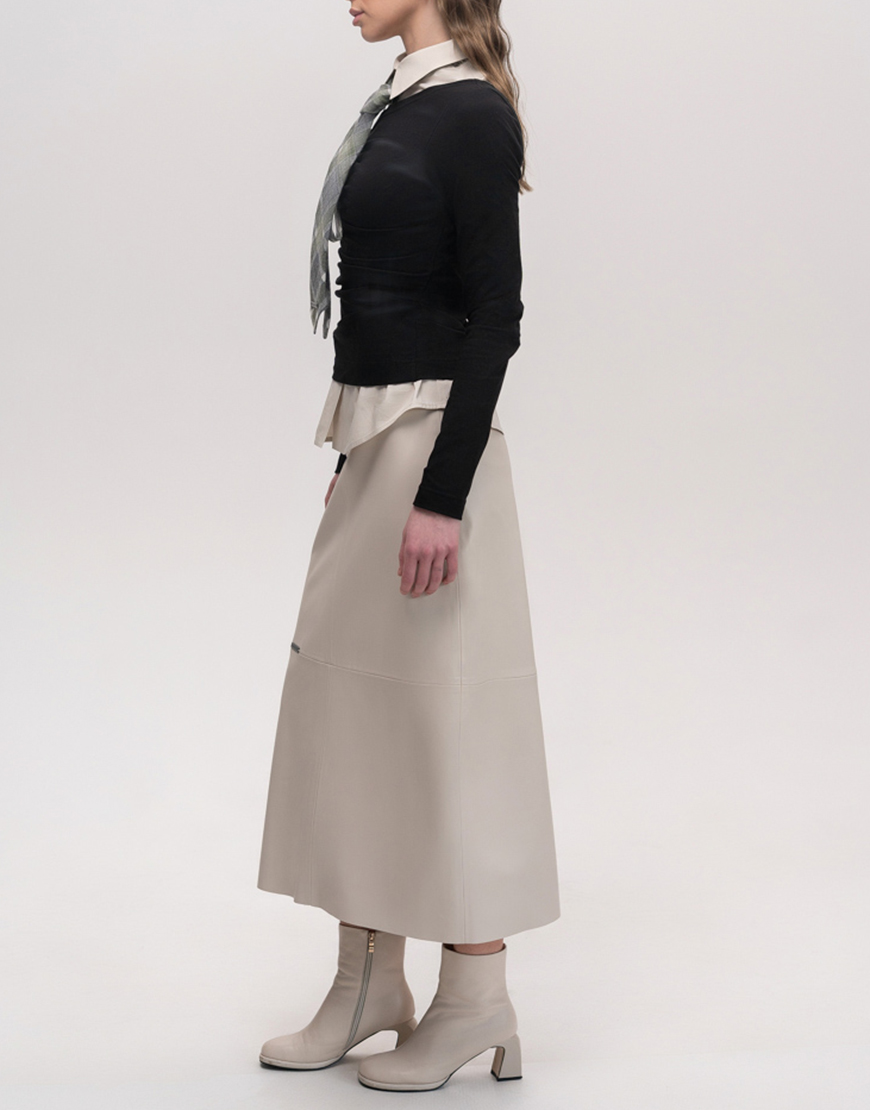 Seven_Eleven_PKHP_470 Спідниця міді A-силуету бежевого кольору 7/11 SEVEN ELEVEN (SE_SE26Sk2Md_Bg) - фото 3