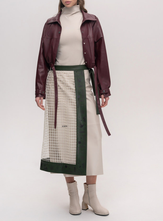 Плахта з етнічним мотивом бежево-оливкового кольору 7/11 SEVEN ELEVEN (SE_SE26Plkht_Bg)