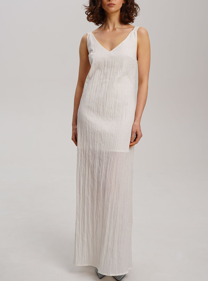 Біла фактурна максі сукня з відкритою спиною XM BY MALINOVSKAYA (XM_30_RN9_3)