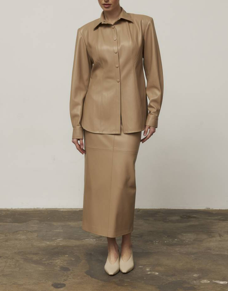 dGrx5bE91Ye9Uq2yPu0K Бежева спідниця міді з еко шкіри KOLOSOVA (KLSV_STR_EL7) - фото 3