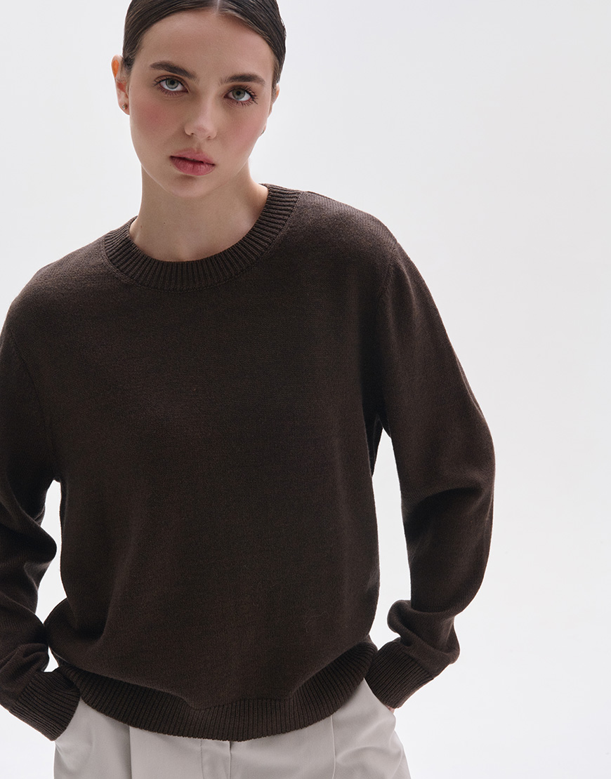 fioro_34368_PS Джемпер з круглою горловиною шоколад FIORE BIANCO (FRBC_FB_0602_brown) - фото 5