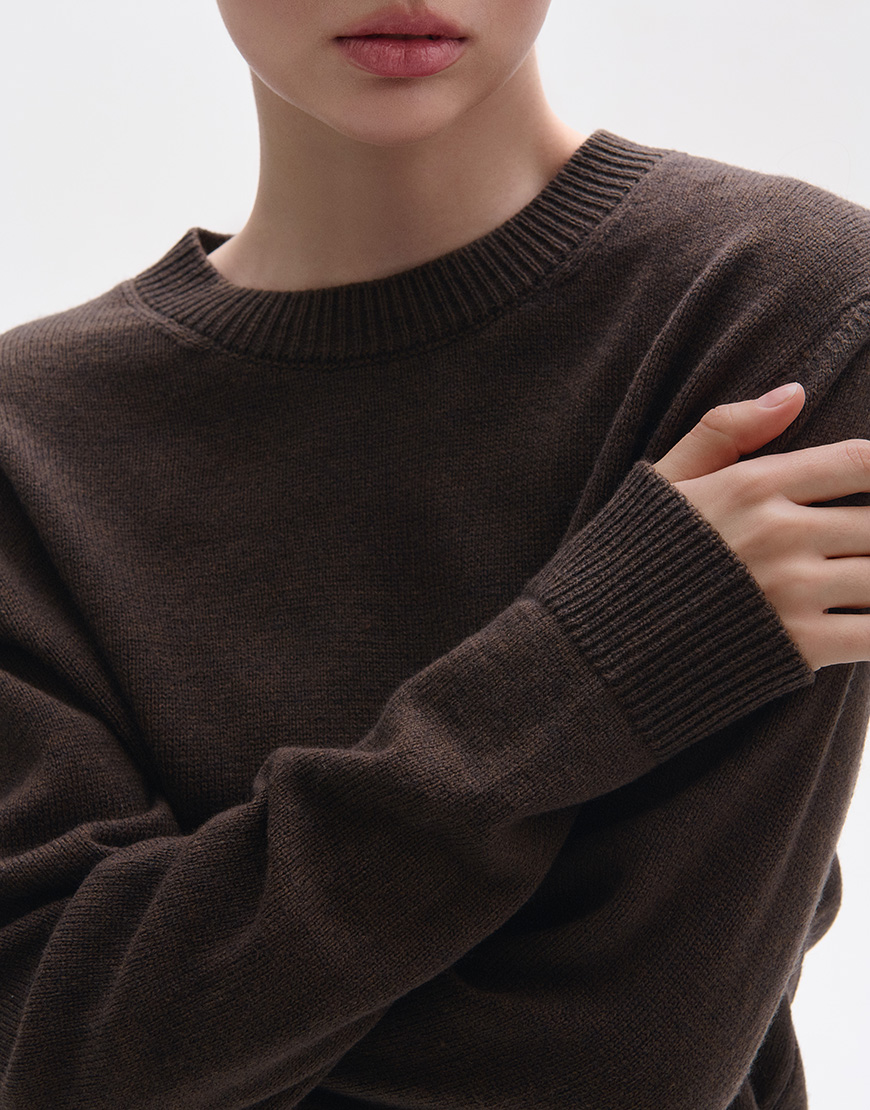 fioro_34384_PS Джемпер з круглою горловиною шоколад FIORE BIANCO (FRBC_FB_0602_brown) - фото 3