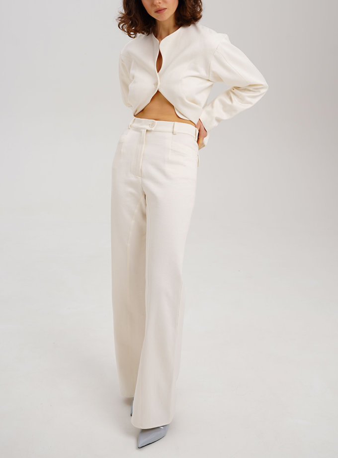 Молочні силуетні брюки з бавовни з відстрочками XM BY MALINOVSKAYA (XM_30_RN9_8)