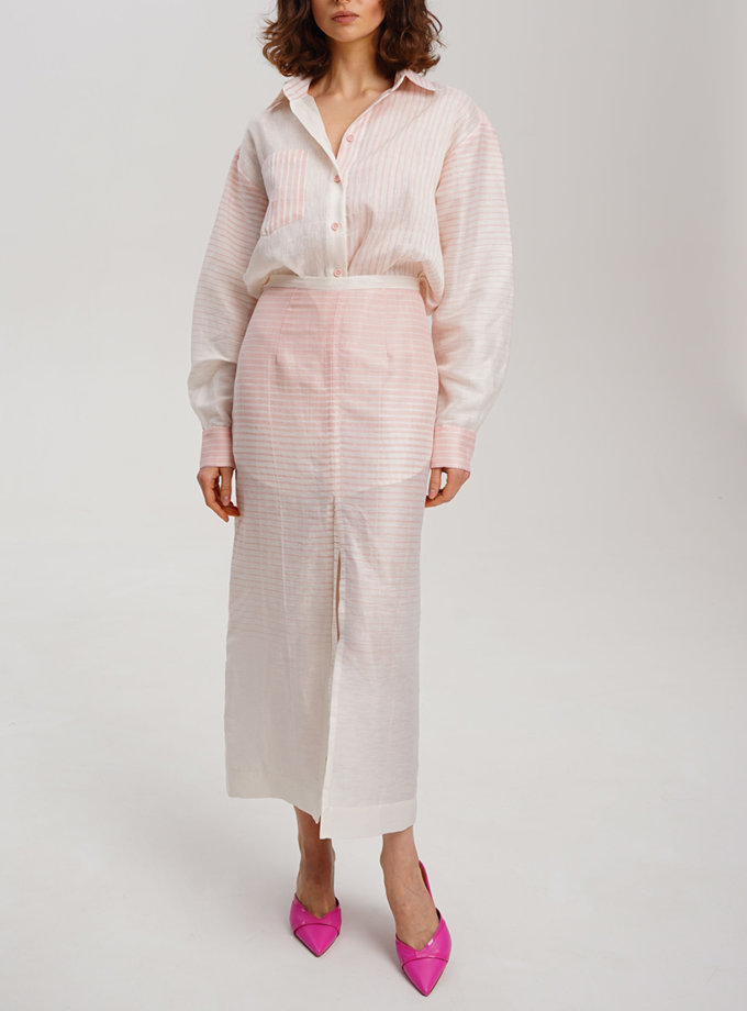 Спідниця біло-рожева з лляної органзи XM BY MALINOVSKAYA (XM_30_RN9_23)