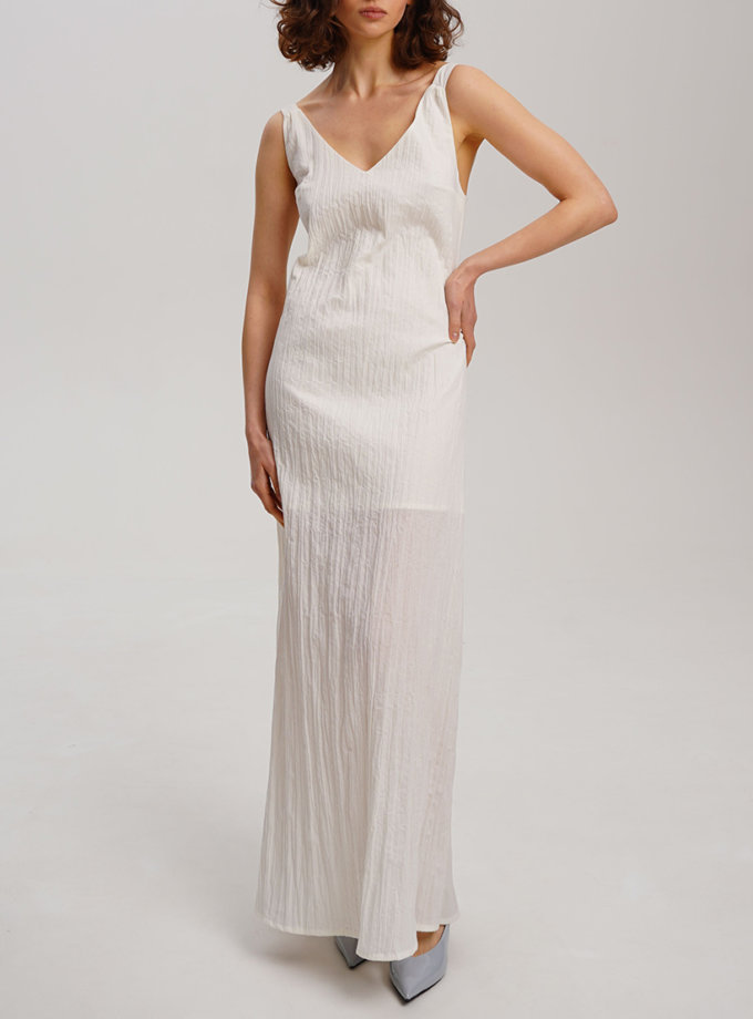 Біла фактурна максі сукня з відкритою спиною XM BY MALINOVSKAYA (XM_30_RN9_3)