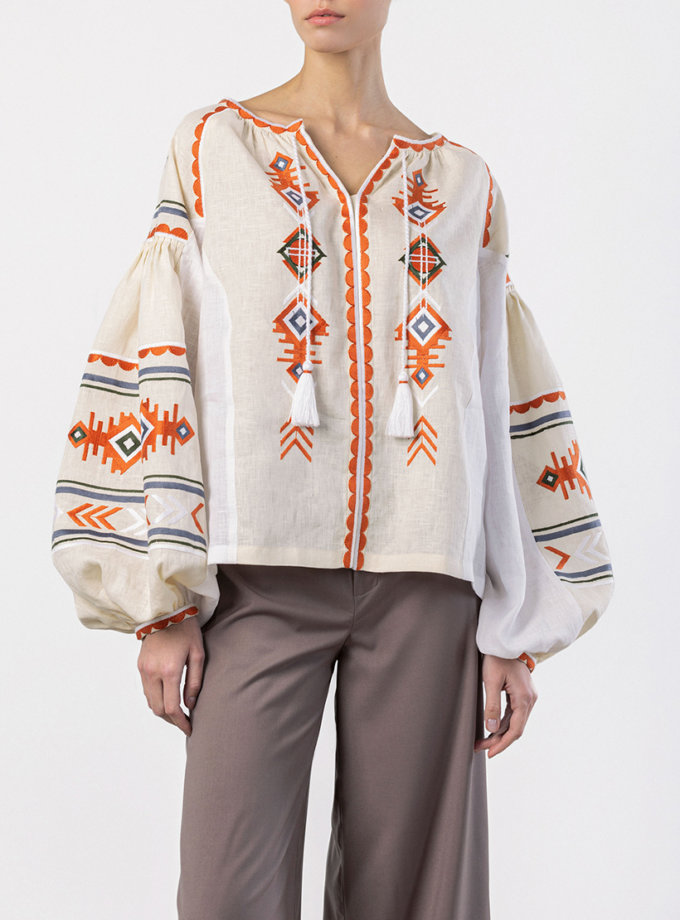 Лляна вишиванка в бохо стилі Pole ETNODIM (ETN_Pole)