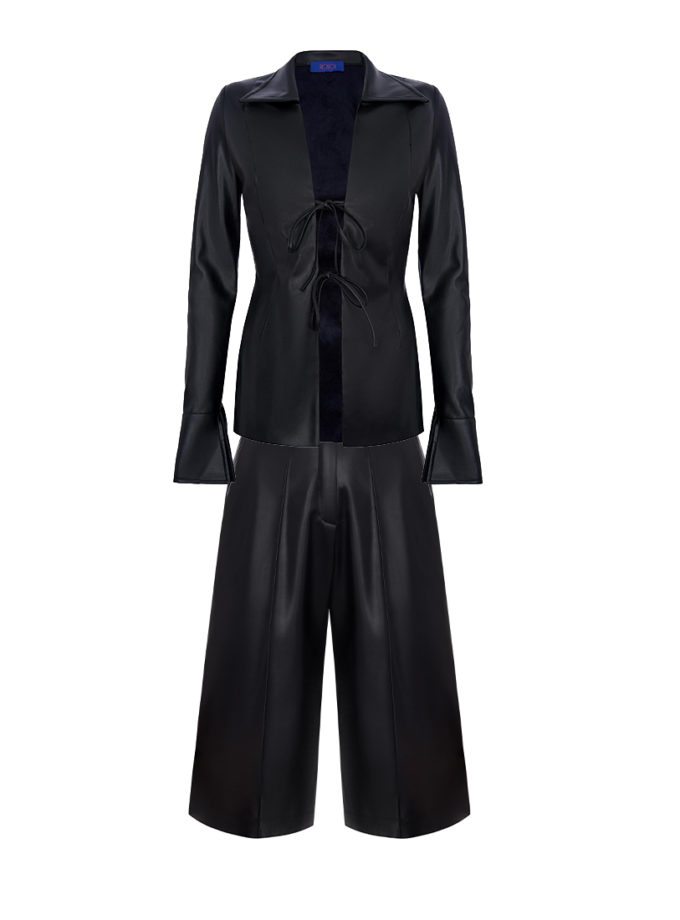 Костюм на зав'язки з еко-шкіри чорний ROSCA (RSC_suit_eco-leather_wlaces_005)
