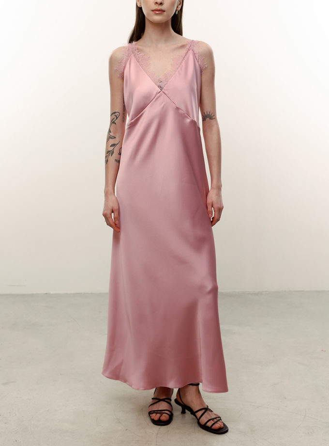 Атласна сукня з мереживом LiSOLODKA (LS_0012_25)