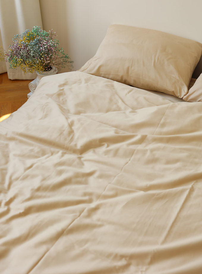 Комплект постільної білизни Бежевий сатин №7 BEDCLOZZZES (BEDCLZ_3732)