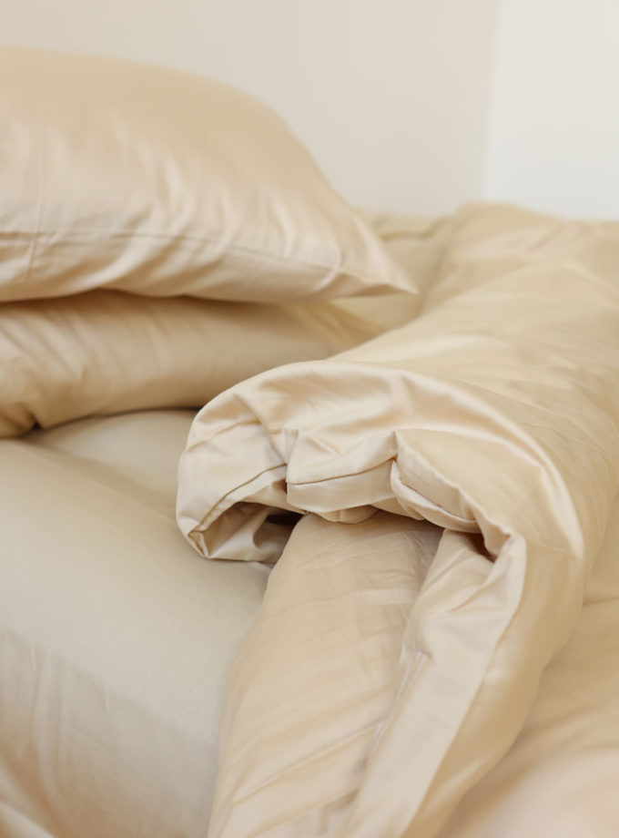 Комплект постільної білизни Бежевий сатин №7 BEDCLOZZZES (BEDCLZ_3732)