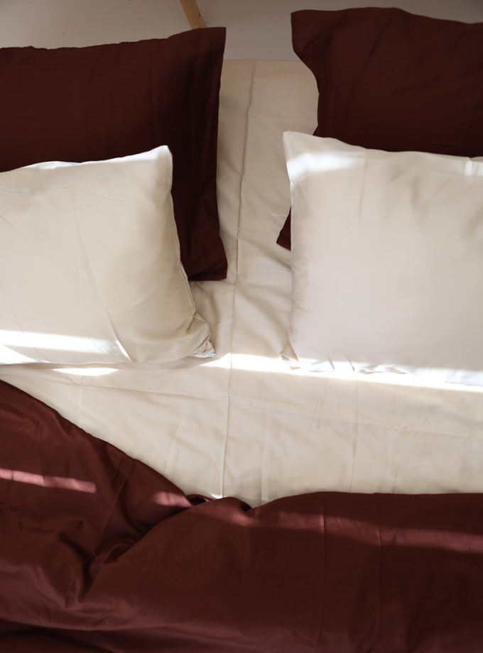 Комплект постільної білизни Сатин бежевий+шоколад №7+11 BEDCLOZZZES (BEDCLZ_13786)