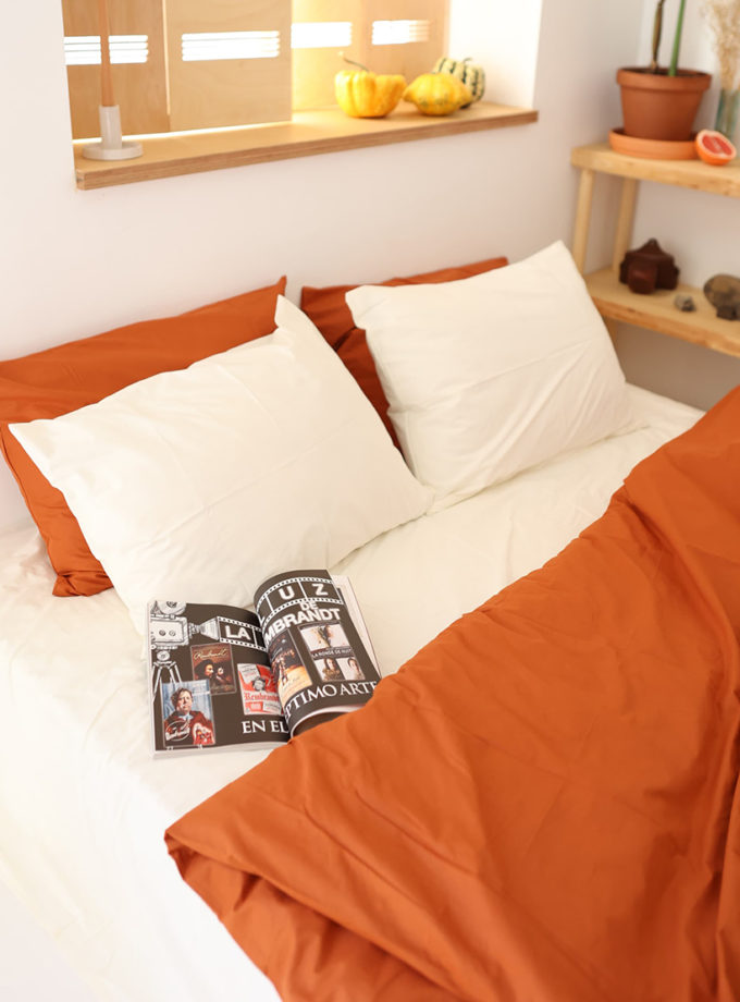 Комплект постільної білизни Ранфорс теракотовий+молочний №122+2 BEDCLOZZZES (BEDCLZ_13825)