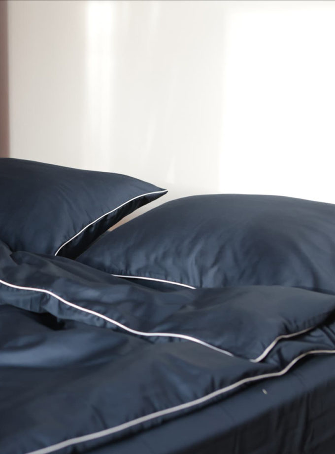 Комплект постільної білизни Індіго сатин з білим кантом BEDCLOZZZES (BEDCLZ_18620-1-1-1-2-1)