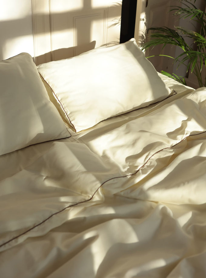 Комплект постільної білизни Молочний сатин з шоколадним кантом BEDCLOZZZES (BEDCLZ_12862-1-1-1)