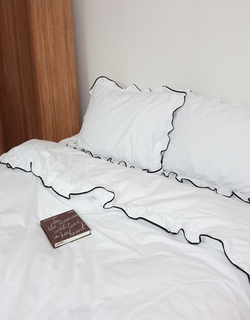 AZ1A6272-pichi Комплект постільної білизни з рюшами та чорним кантом BEDCLOZZZES (BEDCLZ_3921-1-1) - фото 2