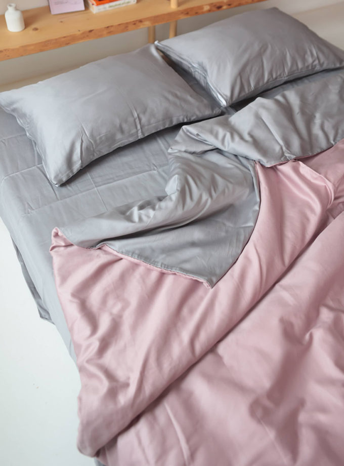 Комплект постільної білизни сіро-розовий сатин №24+37 BEDCLOZZZES (BEDCLZ_18630)