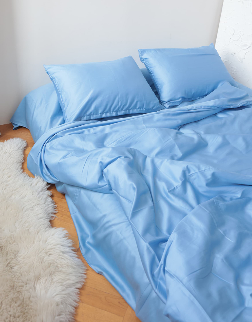 AZ1A6671-pichi Комплект постільної білизни Блакитний сатин №43 BEDCLOZZZES (BEDCLZ_10760) - фото 4