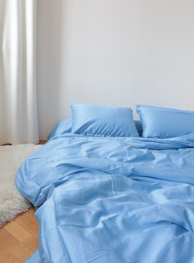 Комплект постільної білизни Блакитний  сатин №43 BEDCLOZZZES (BEDCLZ_10760)