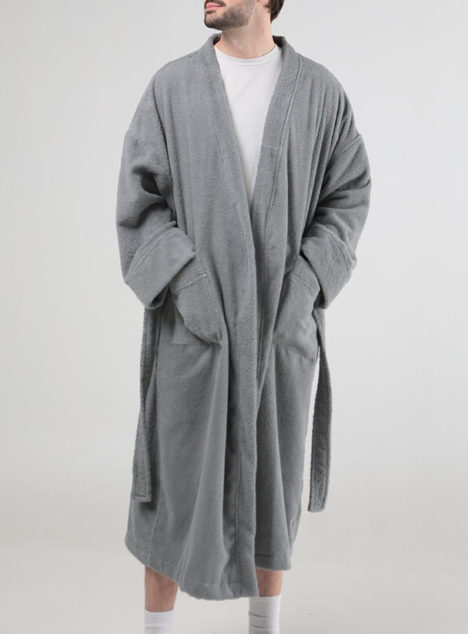 Чоловічий махровий халат сірий BEDCLOZZZES (BEDCLZ_10)