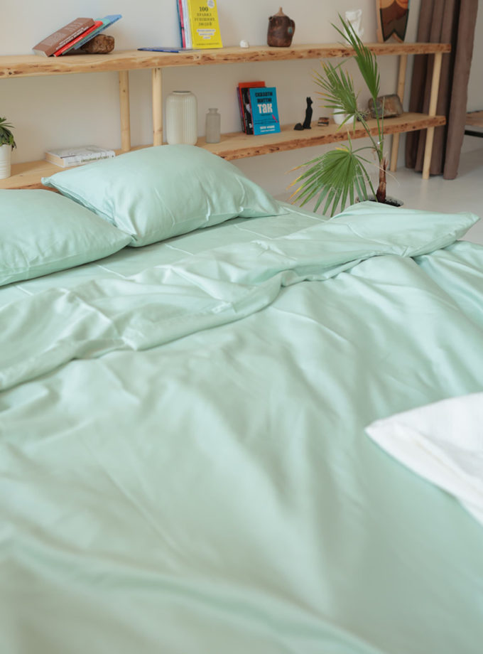 Комплект постільної білизни Сатин Зелений чай №52 BEDCLOZZZES (BEDCLZ_12862)