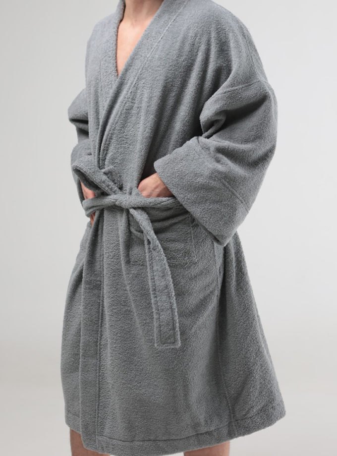 Жіночий махровий халат сірий BEDCLOZZZES (BEDCLZ_12)