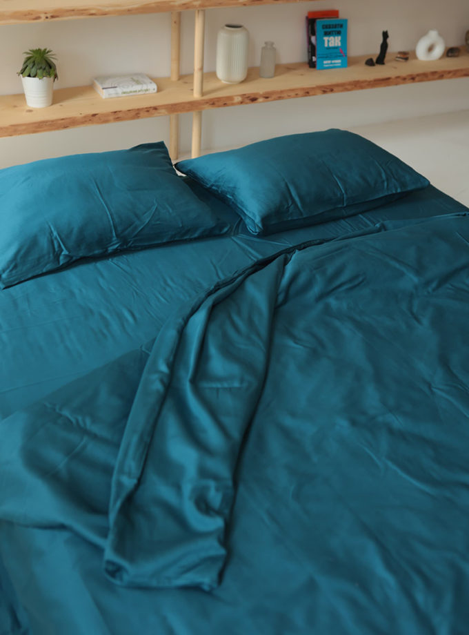 Комплект постільної білизни Сатин глибокий синій №63 BEDCLOZZZES (BEDCLZ_12869)