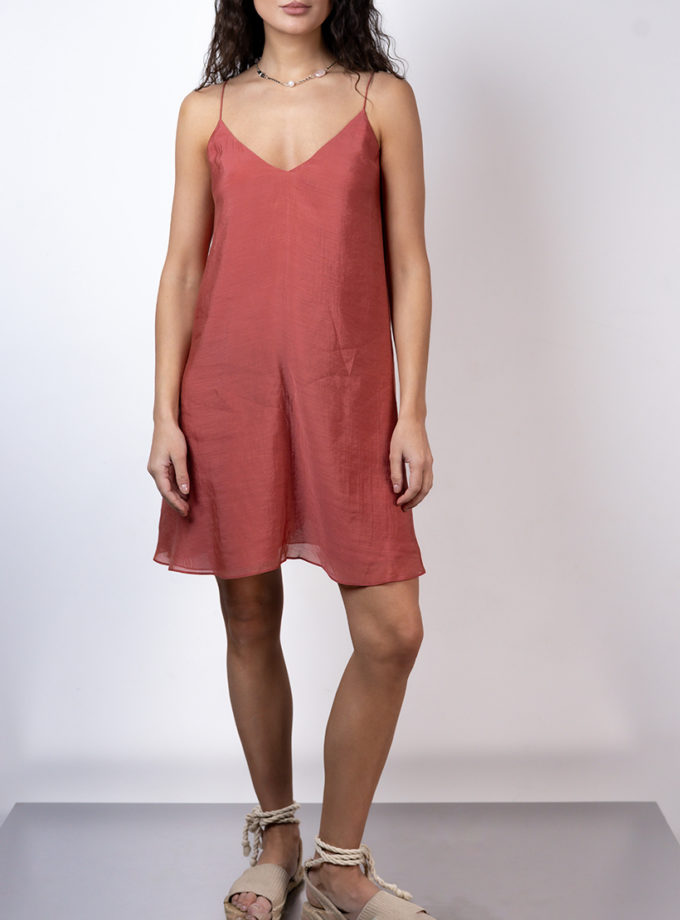 Сукня на тонких бретелях міні теракотова ZHARKO (ZHRK_Kzss2500004dressmiditerra)