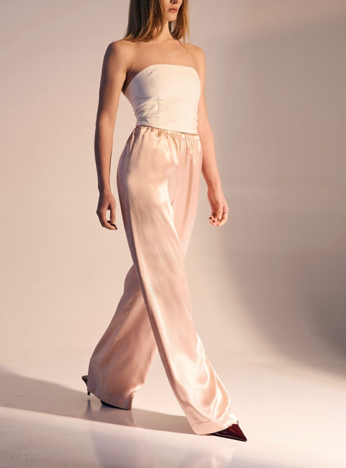 Шовкові штани Day Off у рожевому кольорі ATTIE (ATT_PNTSDFP06)