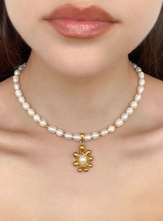 Намисто з натуральних перлин Golden Flower NSTONE (NST_NS45_gold)