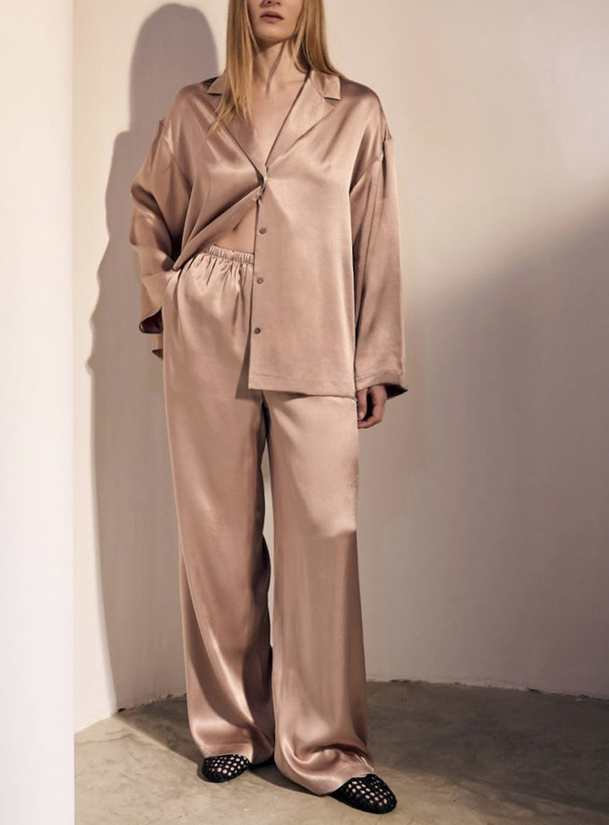 Шовкові штани Day Off у кольорі мокко ATTIE (ATT_PNTSDFMC06) - фото 5