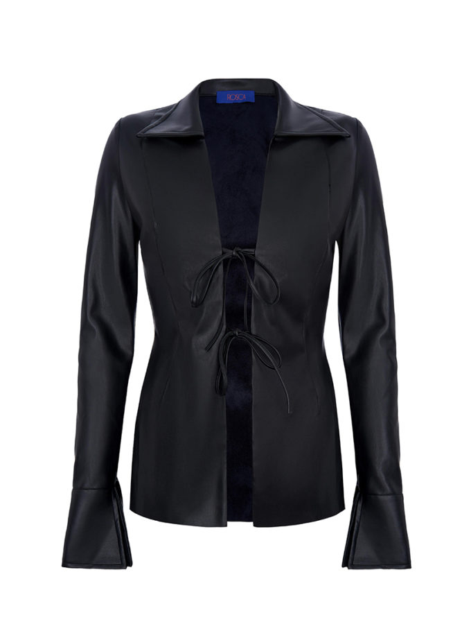 Костюм на зав'язки з еко-шкіри чорний ROSCA (RSC_suit_eco-leather_wlaces_005)