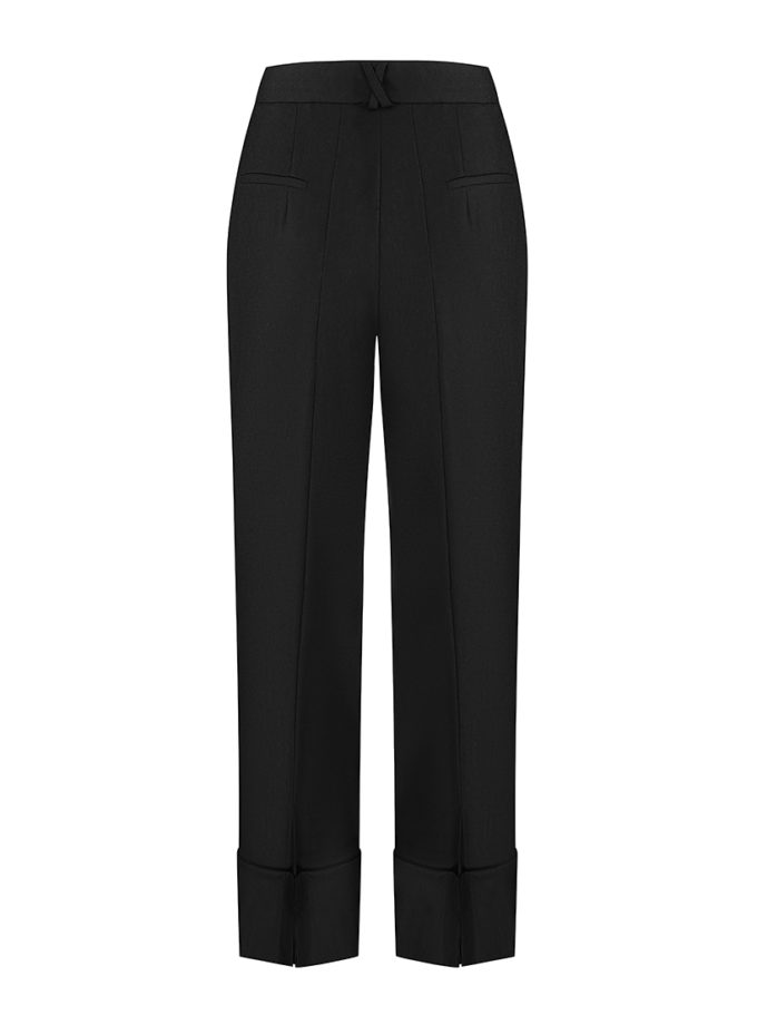 Брюки чорні з завищеною талією та декоратвною шлицею IRARO (IR_SS25_BP_003)