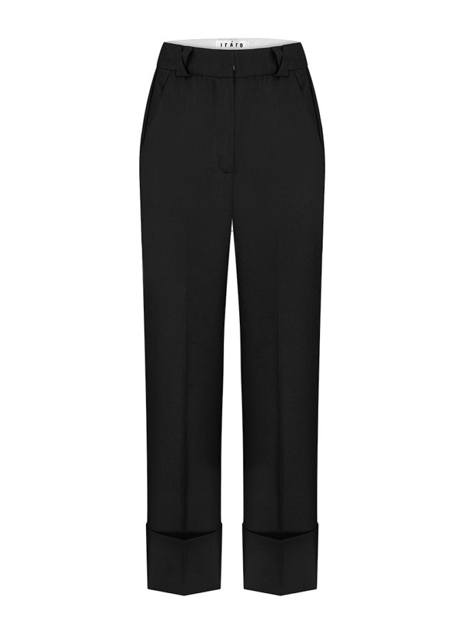 Брюки чорні з завищеною талією та декоратвною шлицею IRARO (IR_SS25_BP_003)