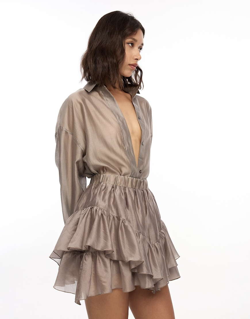 IMG_9747 Сорочка Veil у кольорі мокко ATTIE (ATT_SHRTVLMC05) - фото 2