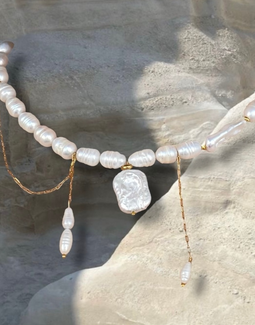 Photoroom_20250503_172926 (1) Асиметричне вишукане намисто з натуральних перлин NSTONE (NST_NS48-1) - фото 3