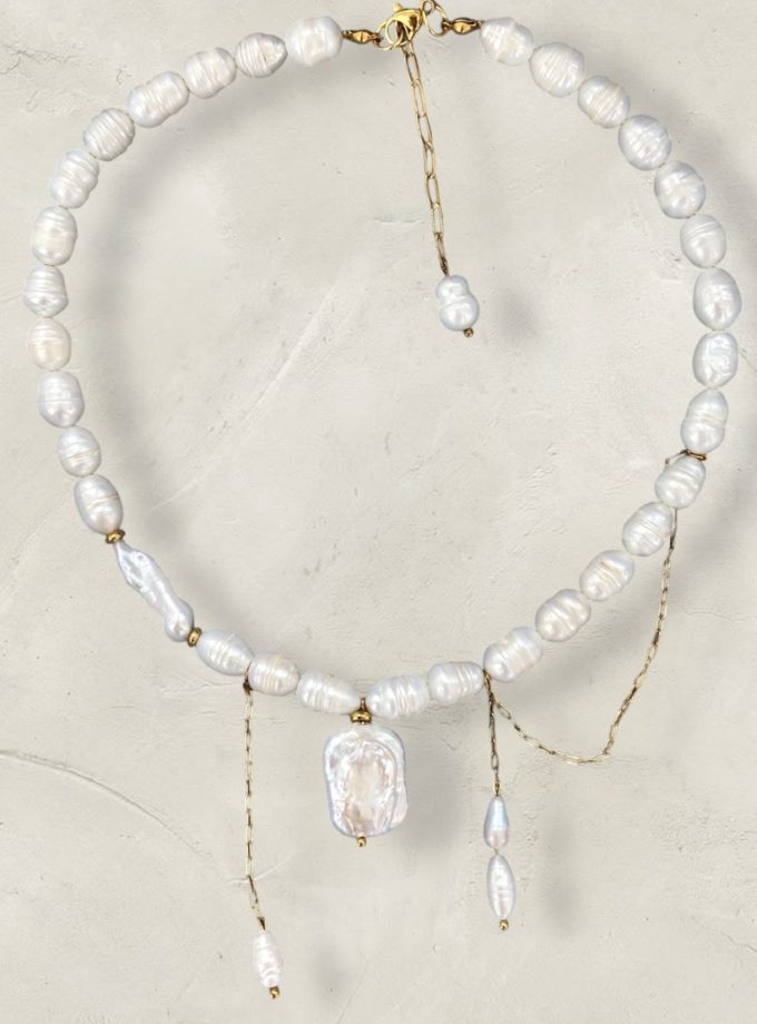 Асиметричне вишукане намисто з натуральних перлин NSTONE (NST_NS48-1)