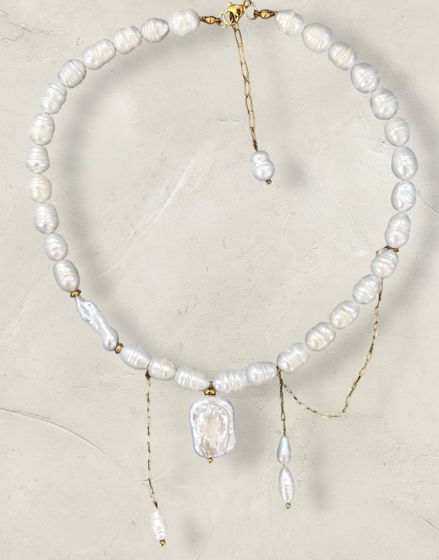 Photoroom_20250503_181709 (3) Асиметричне вишукане намисто з натуральних перлин NSTONE (NST_NS48-1) - фото 2