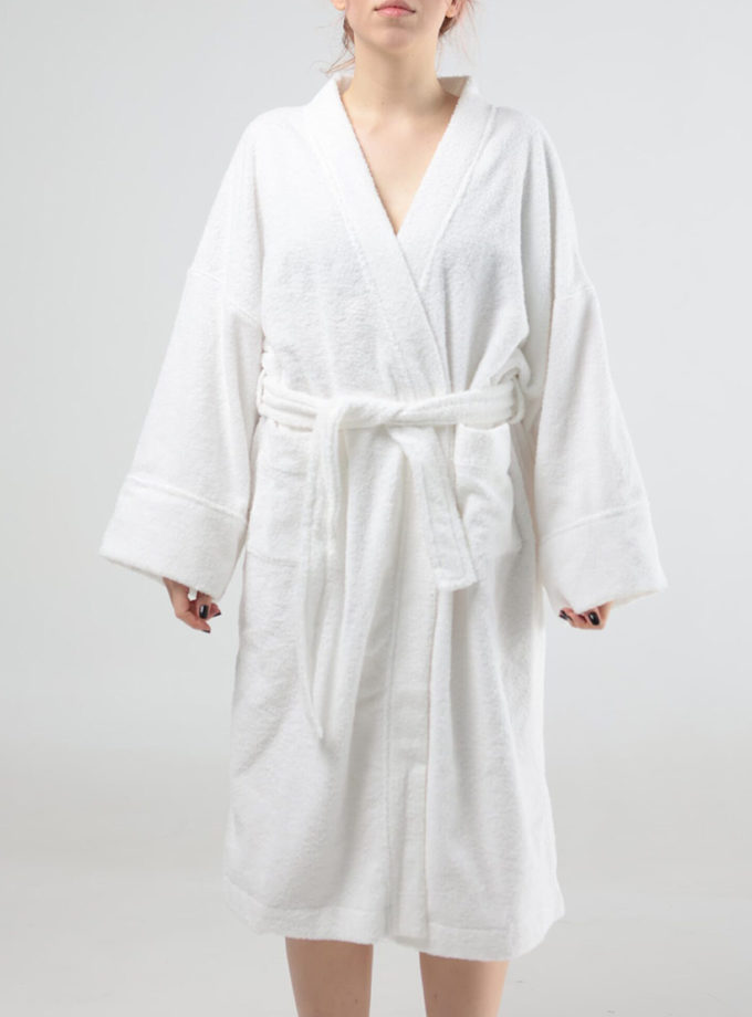 Жіночий махровий халат білий BEDCLOZZZES (BEDCLZ_13)
