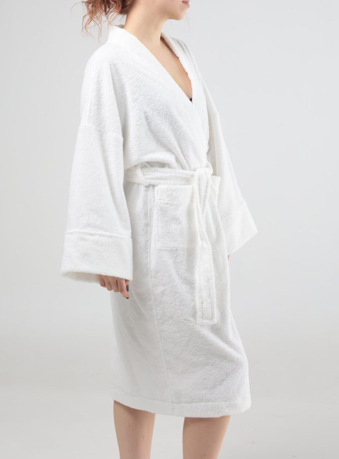 Жіночий махровий халат білий BEDCLOZZZES (BEDCLZ_13)
