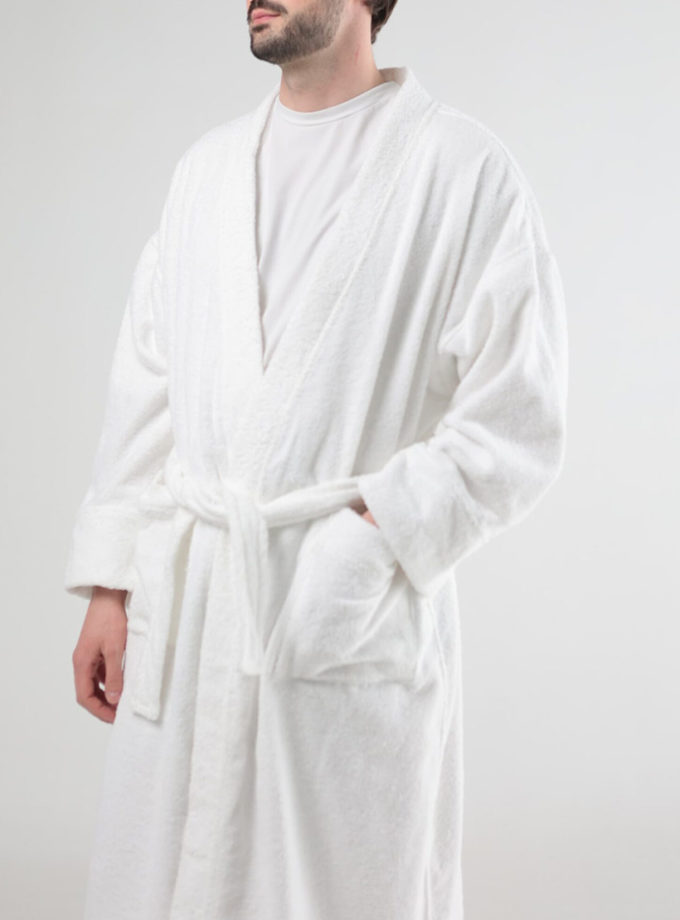 Чоловічий махровий халат білий BEDCLOZZZES (BEDCLZ_11)